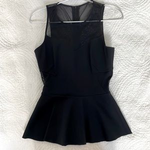 Intermix Black Peplum Top with mesh detailing